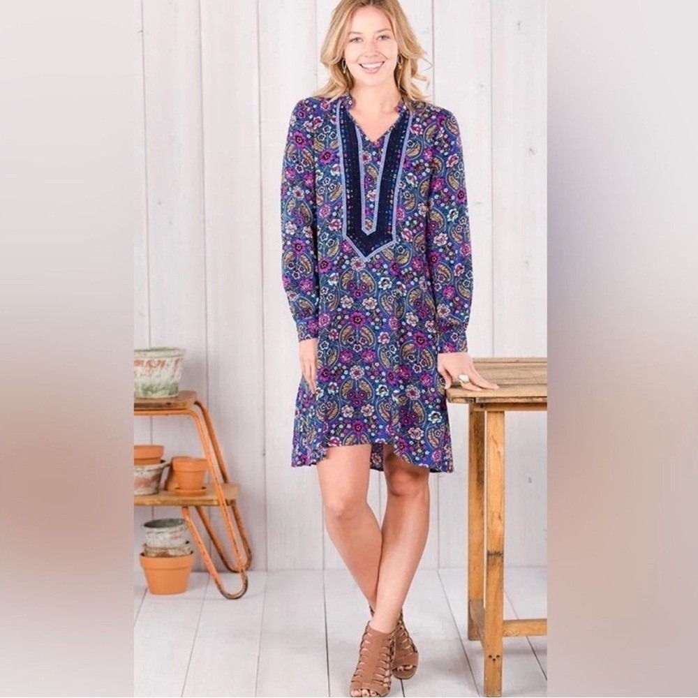 Matilda Jane Womens Dress Size Medium M Thoughts And Dreams Floral Blue Pink